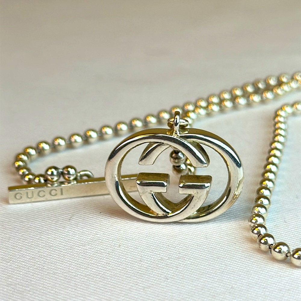Gucci Necklace 9.25 Sterling Silver w/Dustbag, Box and papers - Picture 4 of 9